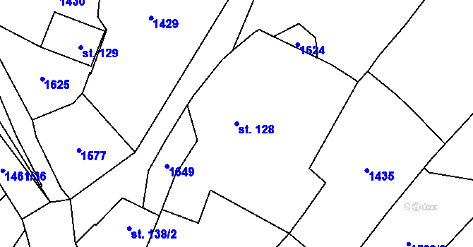 Parcela st. 128 v KÚ Kozmice u Benešova, Katastrální mapa