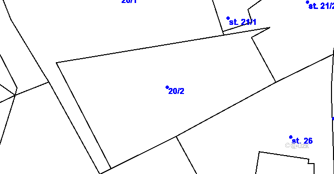Parcela st. 20/2 v KÚ Kozmice u Benešova, Katastrální mapa