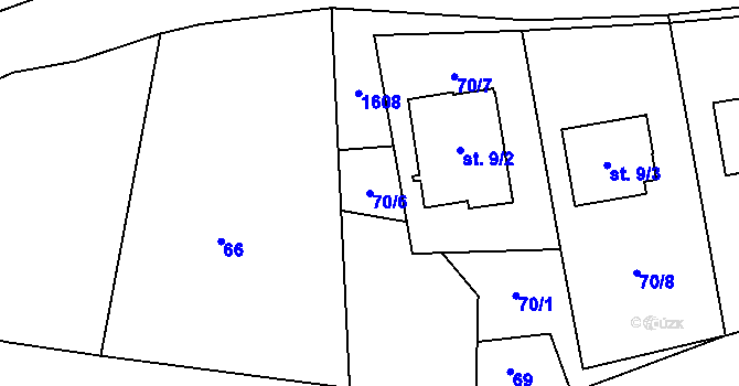 Parcela st. 70/6 v KÚ Kozmice u Benešova, Katastrální mapa