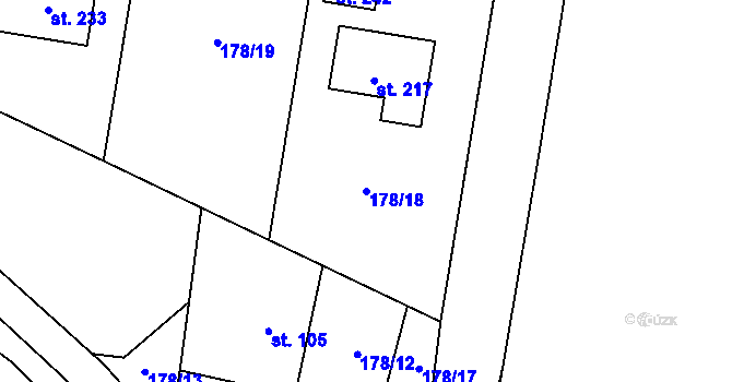 Parcela st. 178/18 v KÚ Kozmice u Benešova, Katastrální mapa