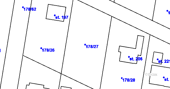 Parcela st. 178/27 v KÚ Kozmice u Benešova, Katastrální mapa