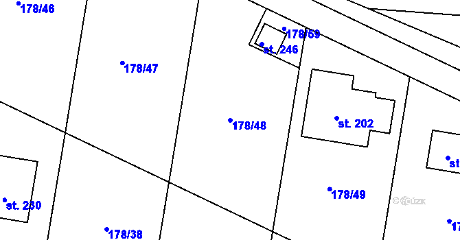 Parcela st. 178/48 v KÚ Kozmice u Benešova, Katastrální mapa