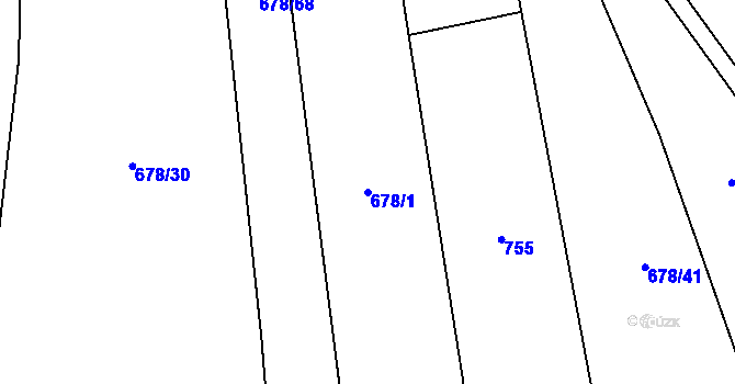 Parcela st. 678/1 v KÚ Kozmice u Benešova, Katastrální mapa