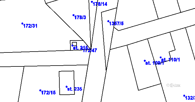 Parcela st. 1357/6 v KÚ Kozmice u Benešova, Katastrální mapa