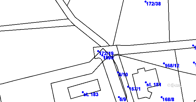 Parcela st. 172/19 v KÚ Kozmice u Benešova, Katastrální mapa