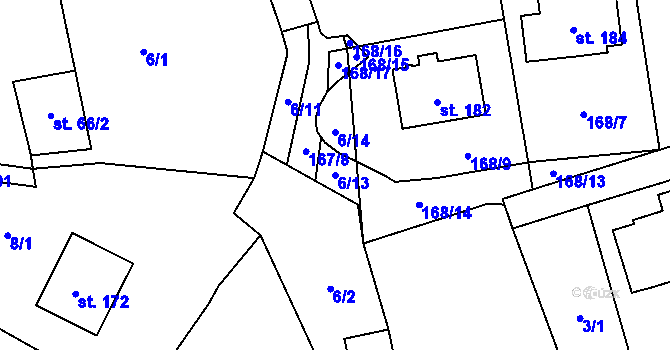 Parcela st. 6/13 v KÚ Kozmice u Benešova, Katastrální mapa