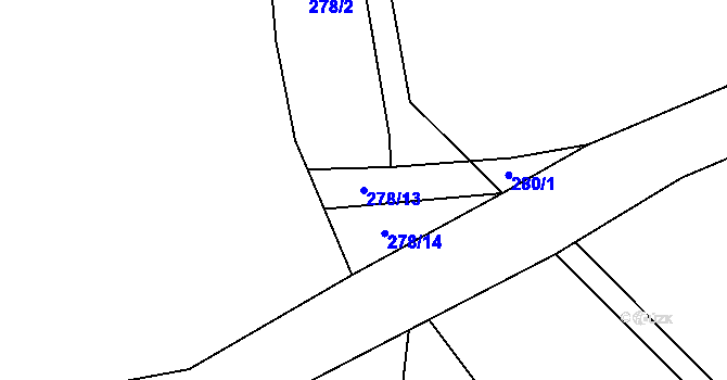 Parcela st. 278/13 v KÚ Kozmice u Benešova, Katastrální mapa