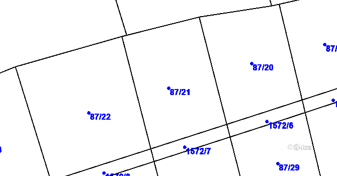 Parcela st. 87/21 v KÚ Kozmice u Benešova, Katastrální mapa