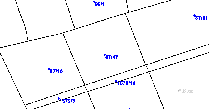Parcela st. 87/47 v KÚ Kozmice u Benešova, Katastrální mapa