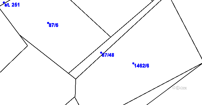Parcela st. 87/48 v KÚ Kozmice u Benešova, Katastrální mapa