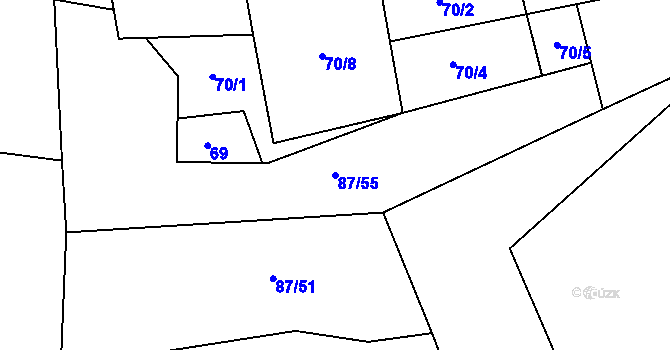 Parcela st. 87/55 v KÚ Kozmice u Benešova, Katastrální mapa