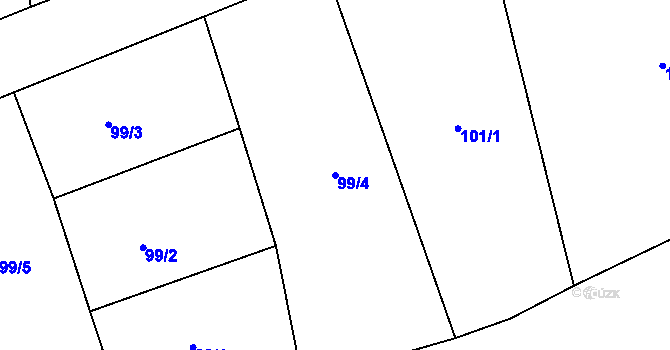 Parcela st. 99/4 v KÚ Kozmice u Benešova, Katastrální mapa