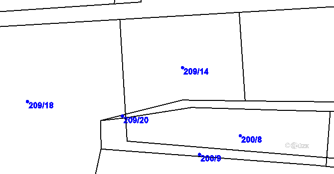 Parcela st. 209/14 v KÚ Kozmice u Benešova, Katastrální mapa