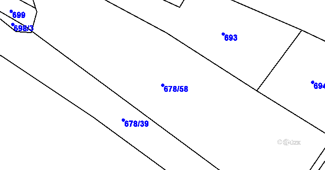 Parcela st. 678/58 v KÚ Kozmice u Benešova, Katastrální mapa