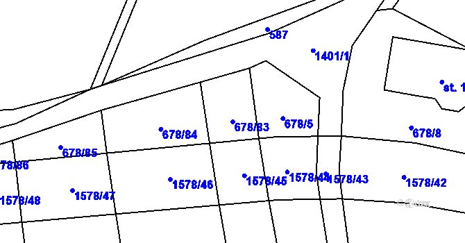 Parcela st. 678/83 v KÚ Kozmice u Benešova, Katastrální mapa