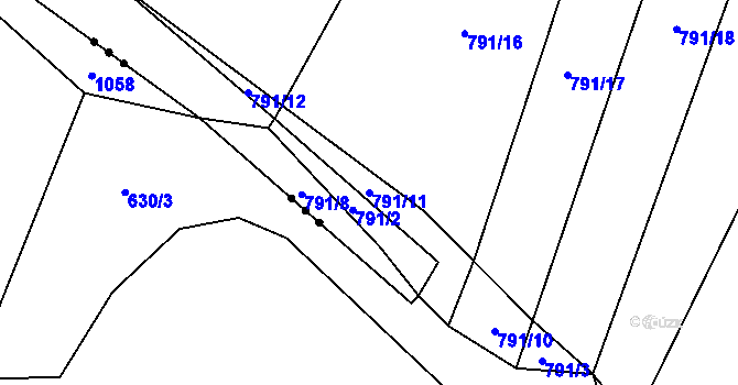 Parcela st. 791/11 v KÚ Kozmice u Benešova, Katastrální mapa