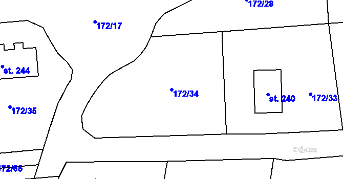 Parcela st. 172/34 v KÚ Kozmice u Benešova, Katastrální mapa
