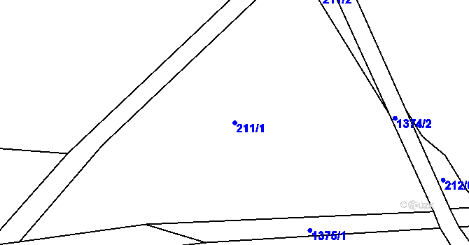 Parcela st. 211/1 v KÚ Kozmice u Benešova, Katastrální mapa