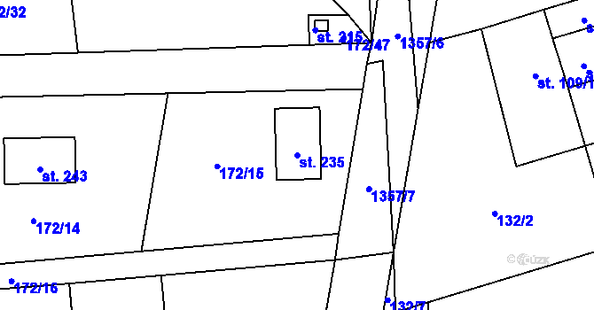 Parcela st. 235 v KÚ Kozmice u Benešova, Katastrální mapa