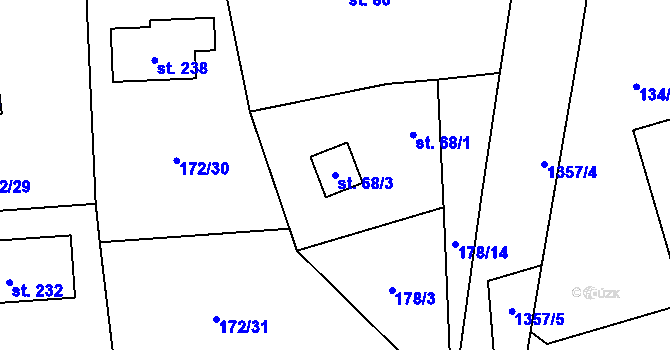 Parcela st. 68/3 v KÚ Kozmice u Benešova, Katastrální mapa