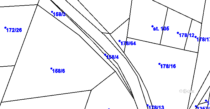 Parcela st. 158/4 v KÚ Kozmice u Benešova, Katastrální mapa