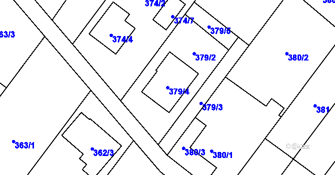 Parcela st. 379/4 v KÚ Kozmice, Katastrální mapa