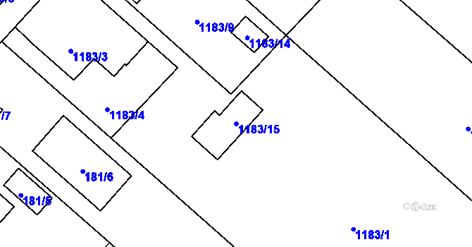 Parcela st. 1183/15 v KÚ Kozmice, Katastrální mapa