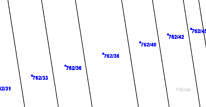Parcela st. 762/38 v KÚ Kozmice, Katastrální mapa
