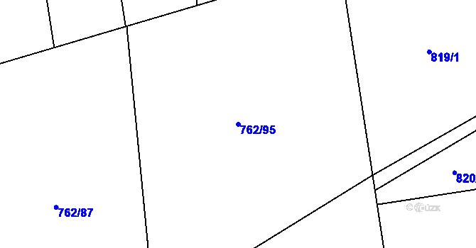 Parcela st. 762/95 v KÚ Kozmice, Katastrální mapa