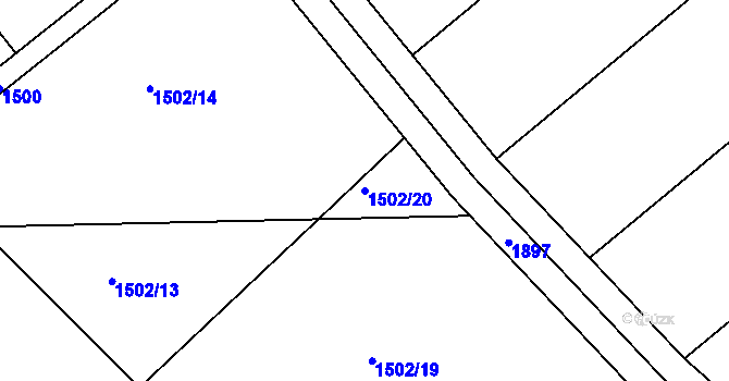 Parcela st. 1502/20 v KÚ Kozmice, Katastrální mapa