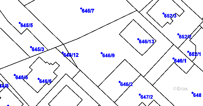 Parcela st. 646/9 v KÚ Kozmice, Katastrální mapa