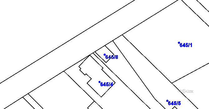 Parcela st. 645/8 v KÚ Kozmice, Katastrální mapa