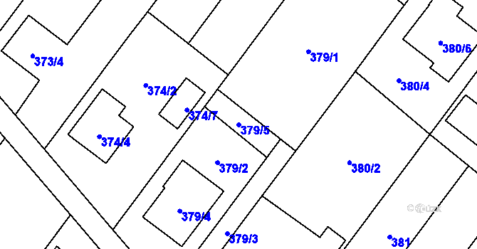 Parcela st. 379/5 v KÚ Kozmice, Katastrální mapa