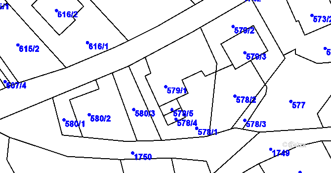 Parcela st. 579/1 v KÚ Kozmice, Katastrální mapa