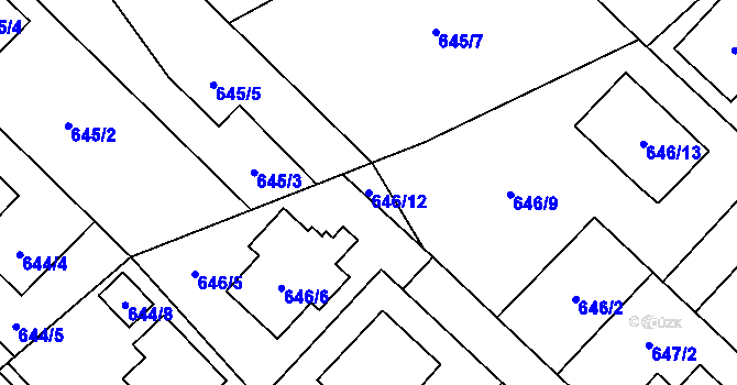 Parcela st. 646/12 v KÚ Kozmice, Katastrální mapa