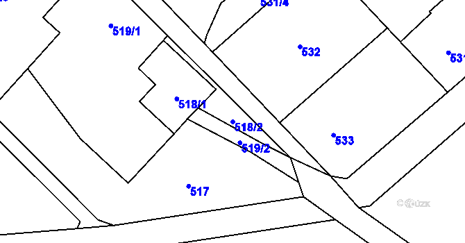 Parcela st. 518/2 v KÚ Kozmice, Katastrální mapa
