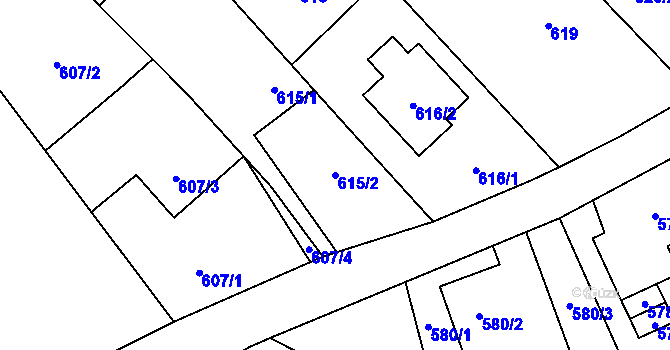 Parcela st. 615/2 v KÚ Kozmice, Katastrální mapa