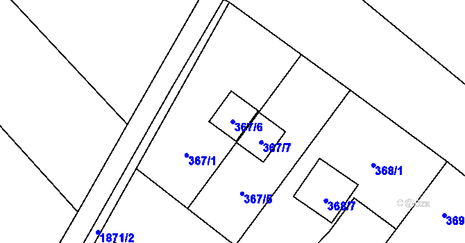 Parcela st. 367/6 v KÚ Kozmice, Katastrální mapa
