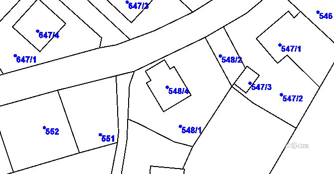 Parcela st. 548/4 v KÚ Kozmice, Katastrální mapa