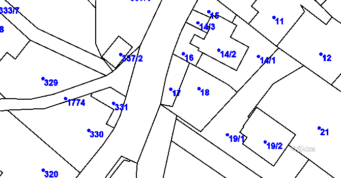 Parcela st. 17 v KÚ Kozmice, Katastrální mapa