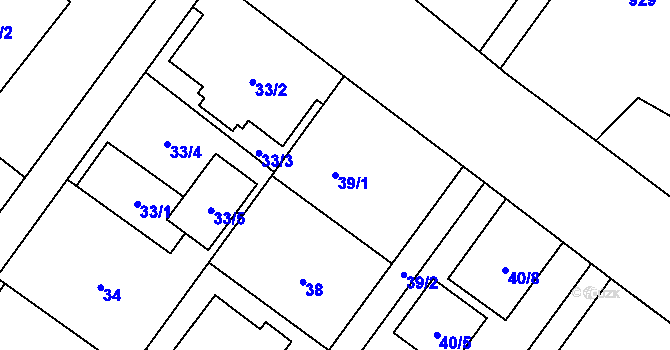 Parcela st. 39/1 v KÚ Kozmice, Katastrální mapa