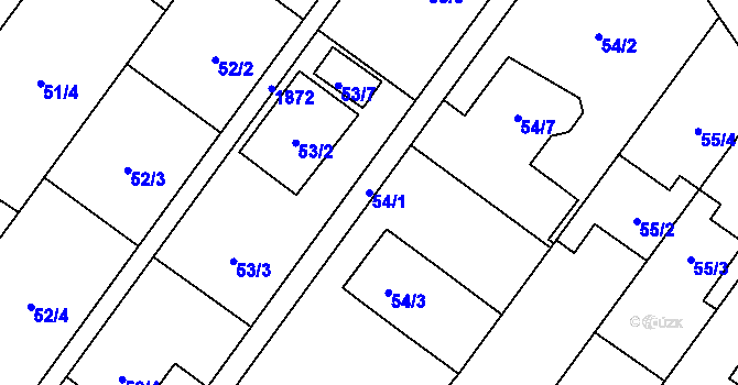 Parcela st. 54/1 v KÚ Kozmice, Katastrální mapa