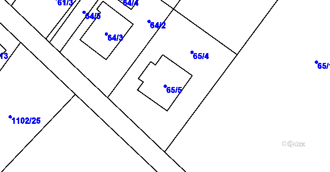 Parcela st. 65/5 v KÚ Kozmice, Katastrální mapa
