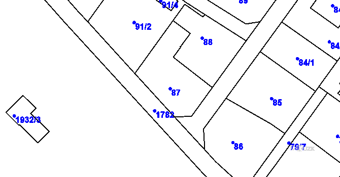 Parcela st. 87 v KÚ Kozmice, Katastrální mapa