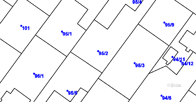 Parcela st. 95/2 v KÚ Kozmice, Katastrální mapa