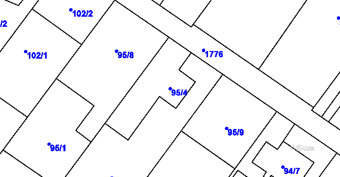 Parcela st. 95/4 v KÚ Kozmice, Katastrální mapa