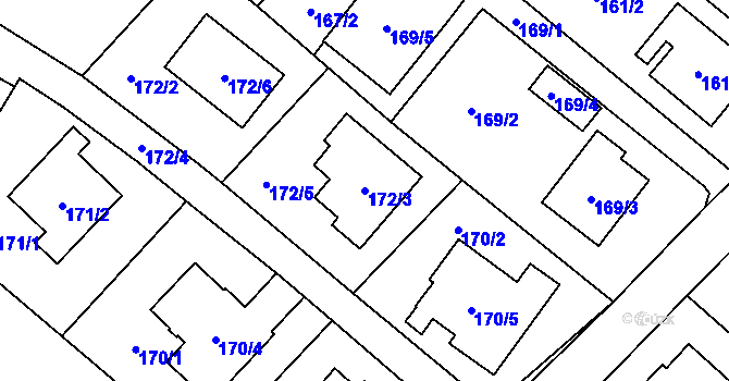 Parcela st. 172/3 v KÚ Kozmice, Katastrální mapa
