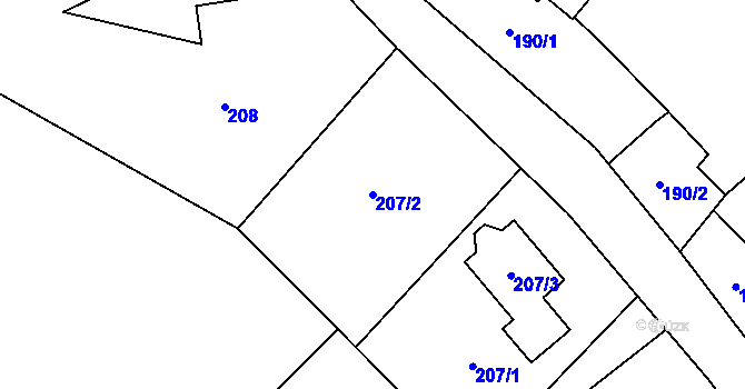 Parcela st. 207/2 v KÚ Kozmice, Katastrální mapa