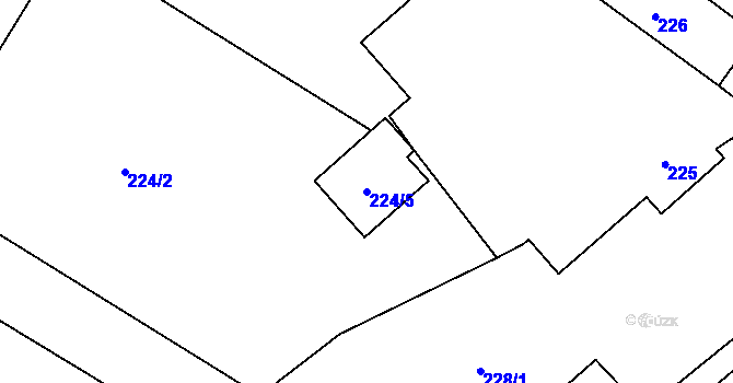 Parcela st. 224/5 v KÚ Kozmice, Katastrální mapa