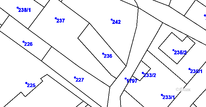 Parcela st. 236 v KÚ Kozmice, Katastrální mapa